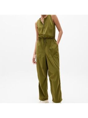 Athleta Olive Utility Sleeveless Zip Jumpsuit